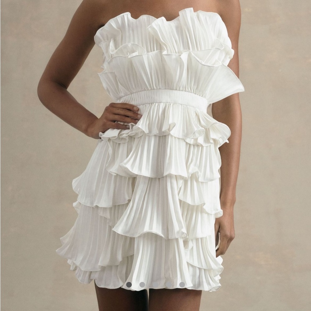 Anthropologie Amur Reed Strapless Pleated Shell
Mini Dress
